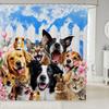 Dog Bath Curtain for Girls Boys Kids Cute Pet Cat Dog Shower Curtain with Hooks Backyard Pals Dogs and Cats Shower Curtain