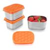 Contenants à Snacks en Acier Inoxydable pour Enfants Ouverture Facile Étanche Petits Aliments avec Couvercles en Silicone Boîte à Lunch 3 Pièces