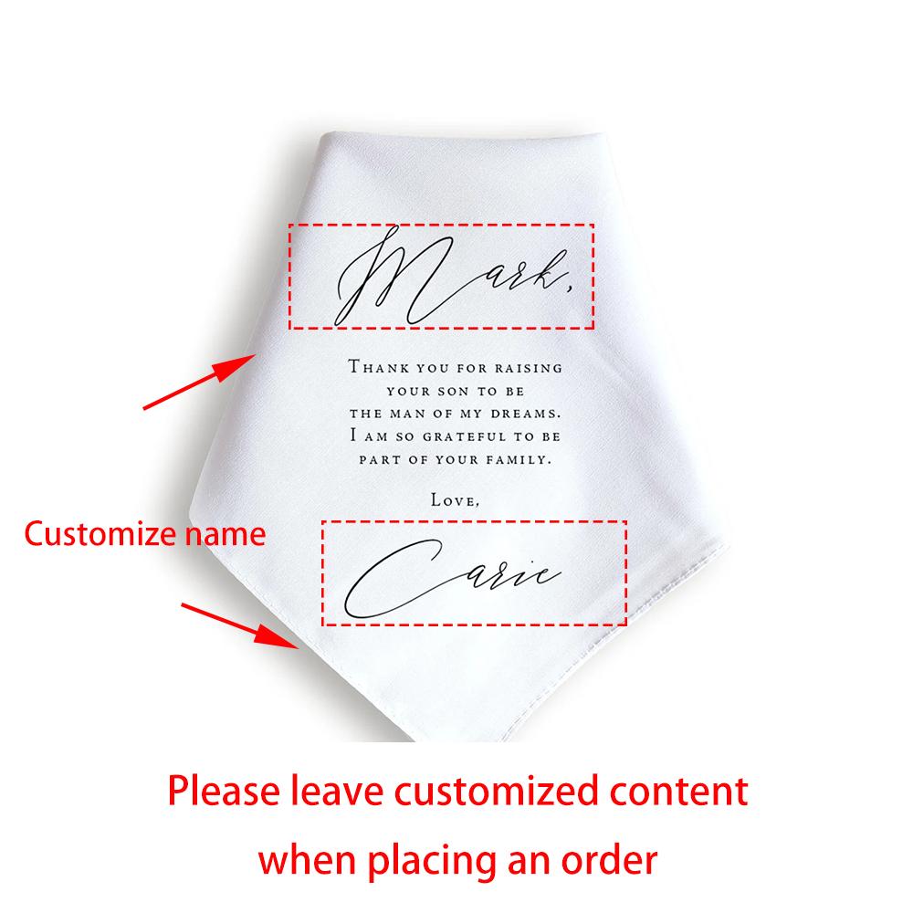 Personalized Father in Law Wedding Gift From Bride Handkerchief for Father of The Groom Gift Wedding Day Engagement Keepsake
