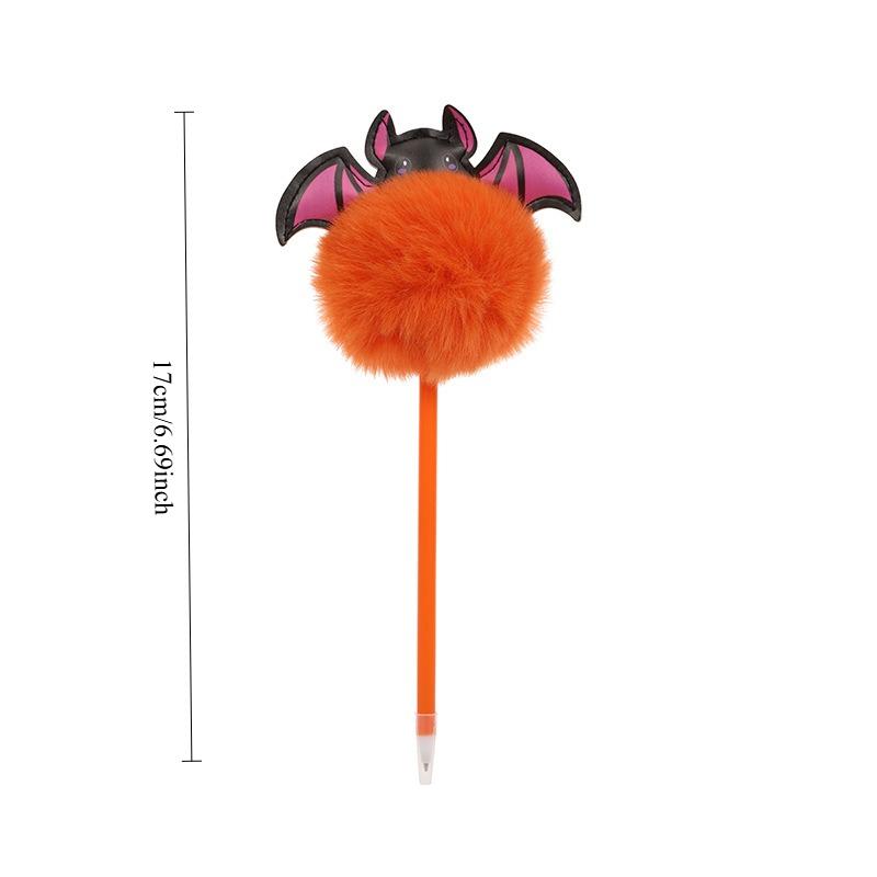 1Pc Purple Bat Halloween Pen, Novelty Plush Pompom Ballpoint Pen 0.7mm Black for School Halloween Party Favors, Office Signature Pens Writing, Portabl