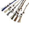 Women Braided Beads Tassels Thin Skinny Waist Rope Belt Self-Tie Dress Waistband