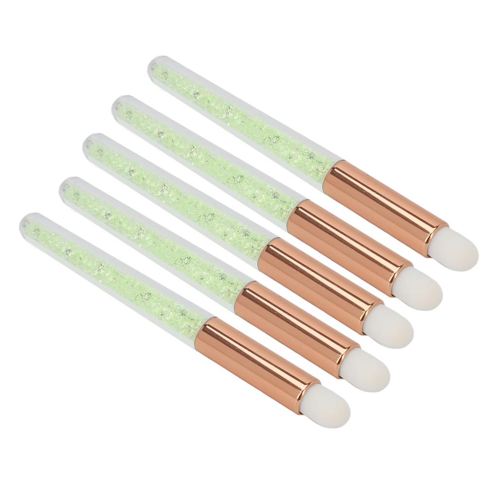 5pcs Lip Blending Brush Round Tip Rhinestones Handle Soft Hair Lipstick Smudge Applicator Brush