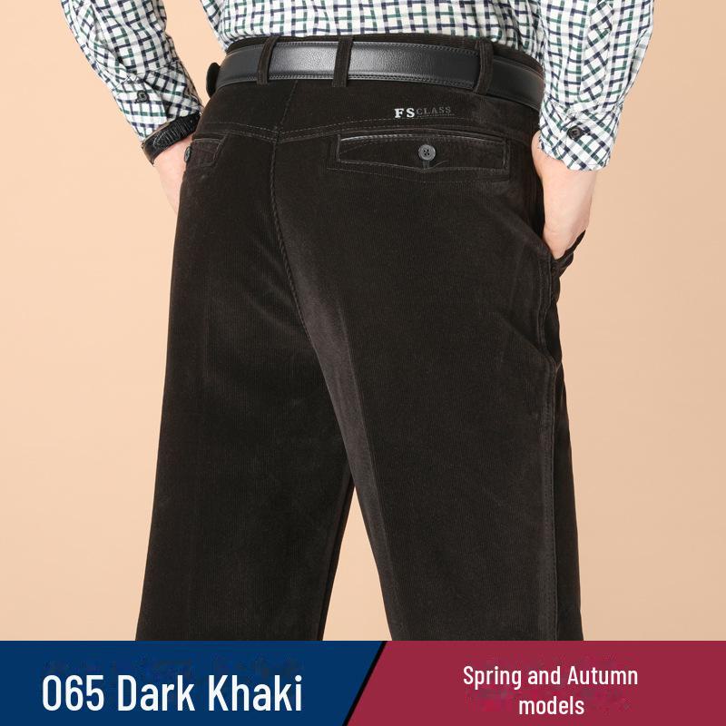 Men's Stretch Corduroy Pants - Middle-Aged, Casual, Loose Fit, Plus Velvet, Thickened for All Seasons
