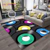 Musikk Kunst 3D Vinylplate Retro Teppe Gulvteppe for Hjem Stue Soverom Sofa Dørmatte Dekor, Lekeområdeteppe for Barn Sklisikker Gulvmatte