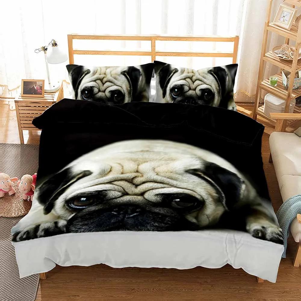 Dog Bedding Set For Child 3d Duvet Cover Sets Home Textile Full Size Ropa De Cama Bedroom Set Beddings 140x210 Bedclothes Pug