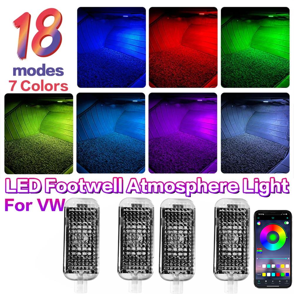 LED Car Footwell Light RGB Atmosphere Lamp Interior Decorative For VW Golf 6 MK6 EOS Sharan 7N Touareg 7L 7P Passat B5 B6 Arteon