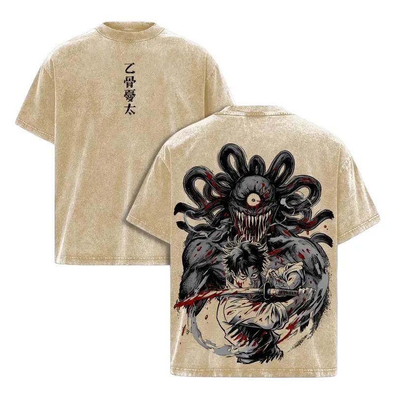 Jujutsu Kaisen Okkotsu Yuta Manga T-shirt Men Women Clothing Vintage Washed Oversized T Shirt Summer Short Sleeve Cotton Tees