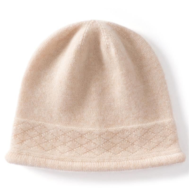 % Pure Cashmere Knitted Hat Versatile Cold-proof Autumn and Winter Hat Wool Hat Pullover Knitted Hat