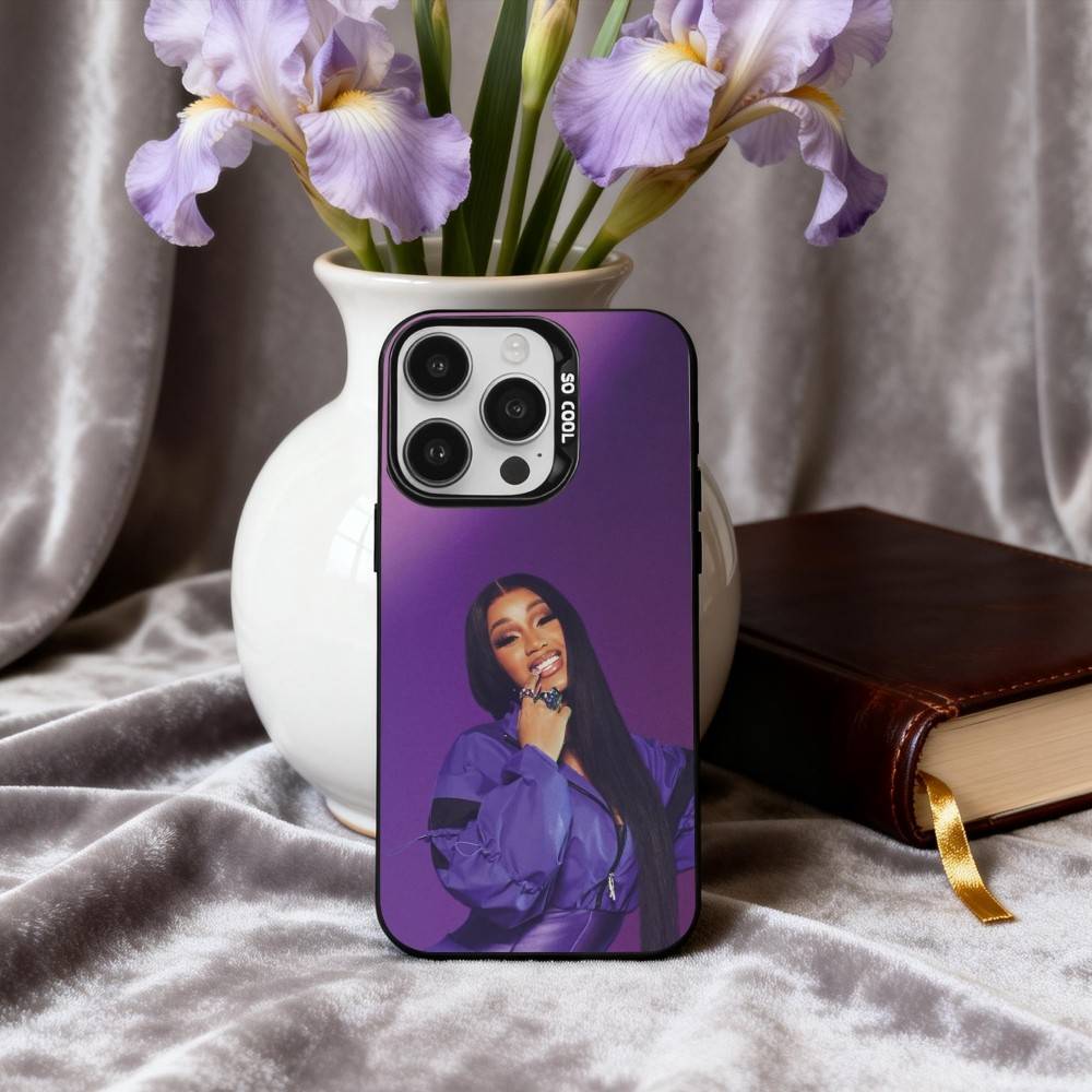 Confident C-Cardi B Singer Phone Case For iPhone17,16,15,14,13,12,11 Plus,Pro Max Black Candy silver phone case