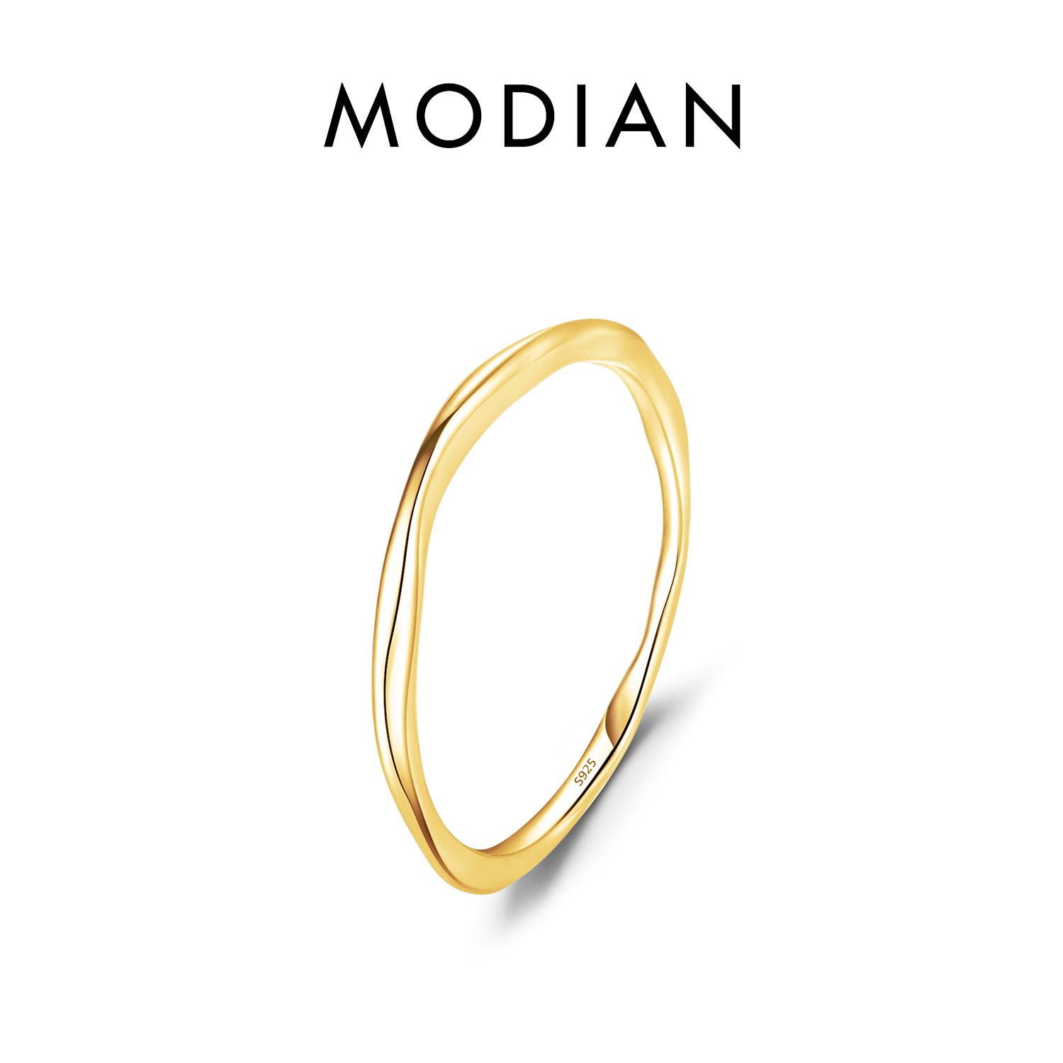 

925 Sterling Silver Simple Geometric Line Twisted Ring Trendy Stackable Gold Color Fine Jewelry For Women Party Gifts 4.5