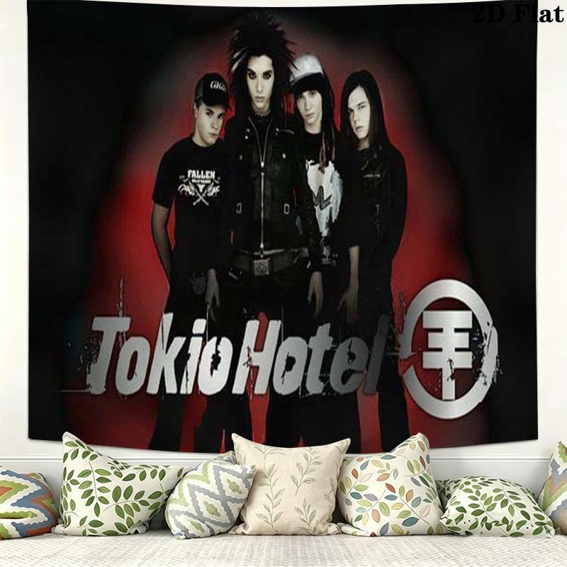 Tokio Hotel Wall Tapestry Aesthetic Wall Hanging Printed Fabric Blanket Decorative Tapestries for Bedroom Living Room Home Decor