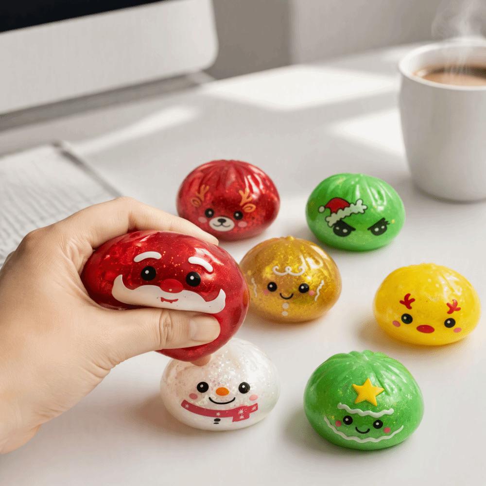 Reusable Material Dumpling Squeeze Toy Colorful Design Christmas Squeeze Toys  Home Decoration