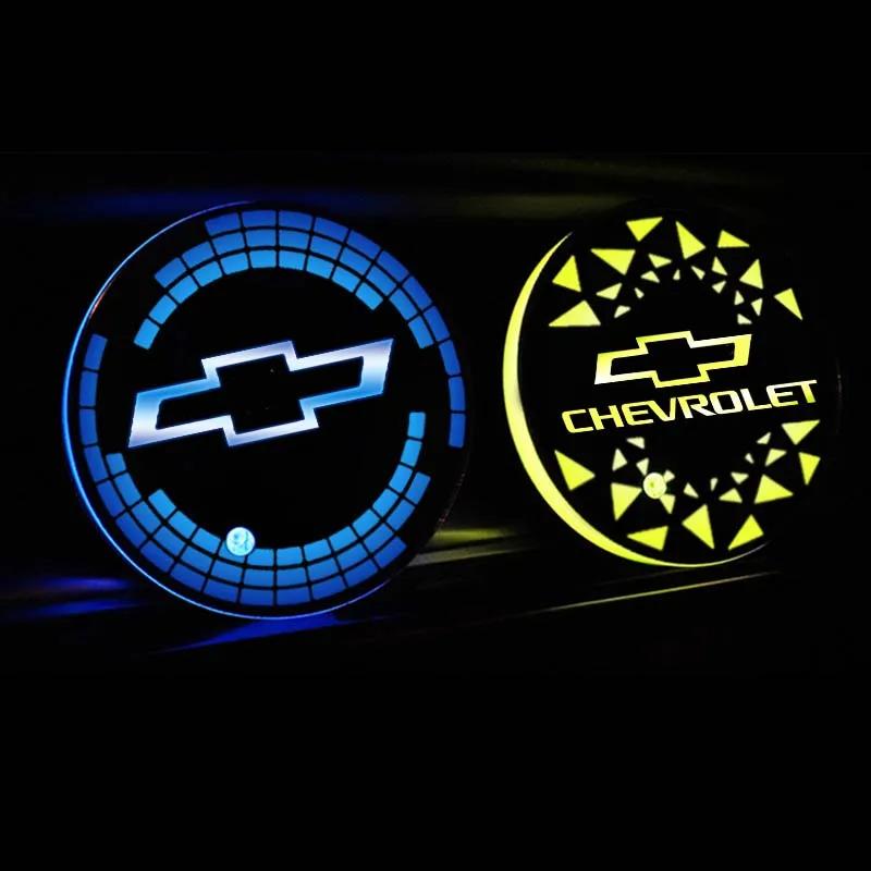 AABHD1 For Chevrolet Cruze Spark Aveo Captiva Trax Sail Orlando Sonic Corvette Silverado LED Car Water Coaster Light Drinks Holder Mat