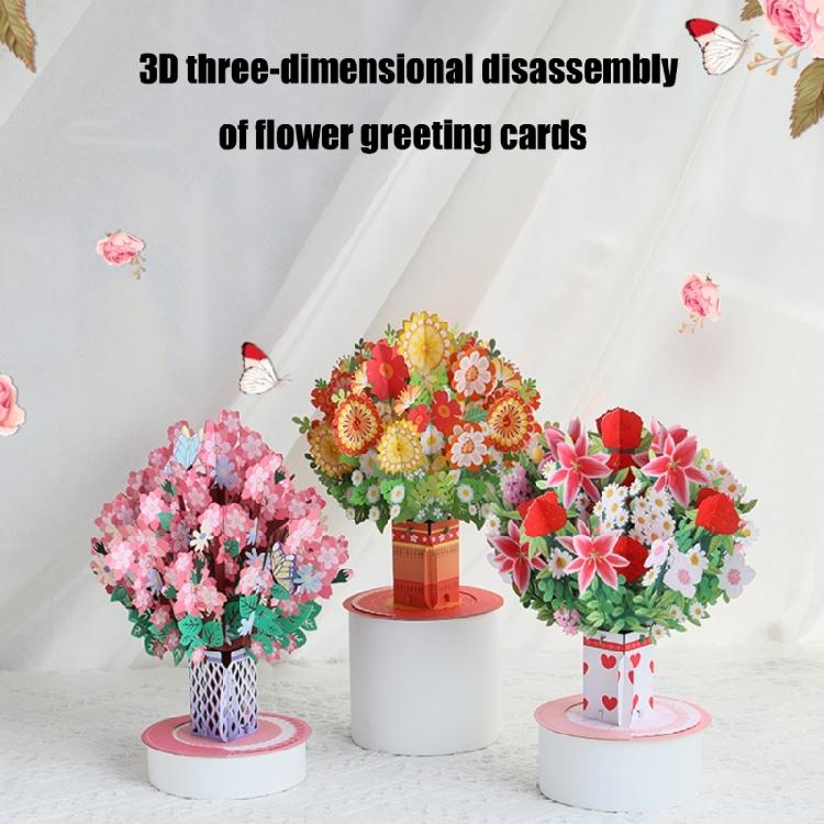 3D Foldable Greeting Card With Envelope Unique Foldable Greeting Card Flower Bouquet Card for Celebratory Event