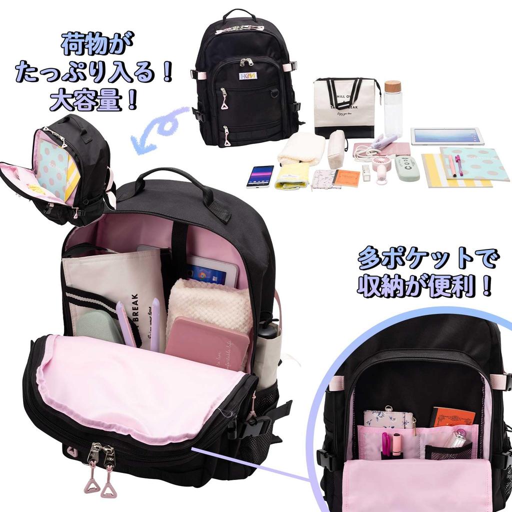 Mol Daypack Type Double Layer 32L School Bag School Backpack Large Capacity Lightweight Middle School High School Girls School Commuting Club