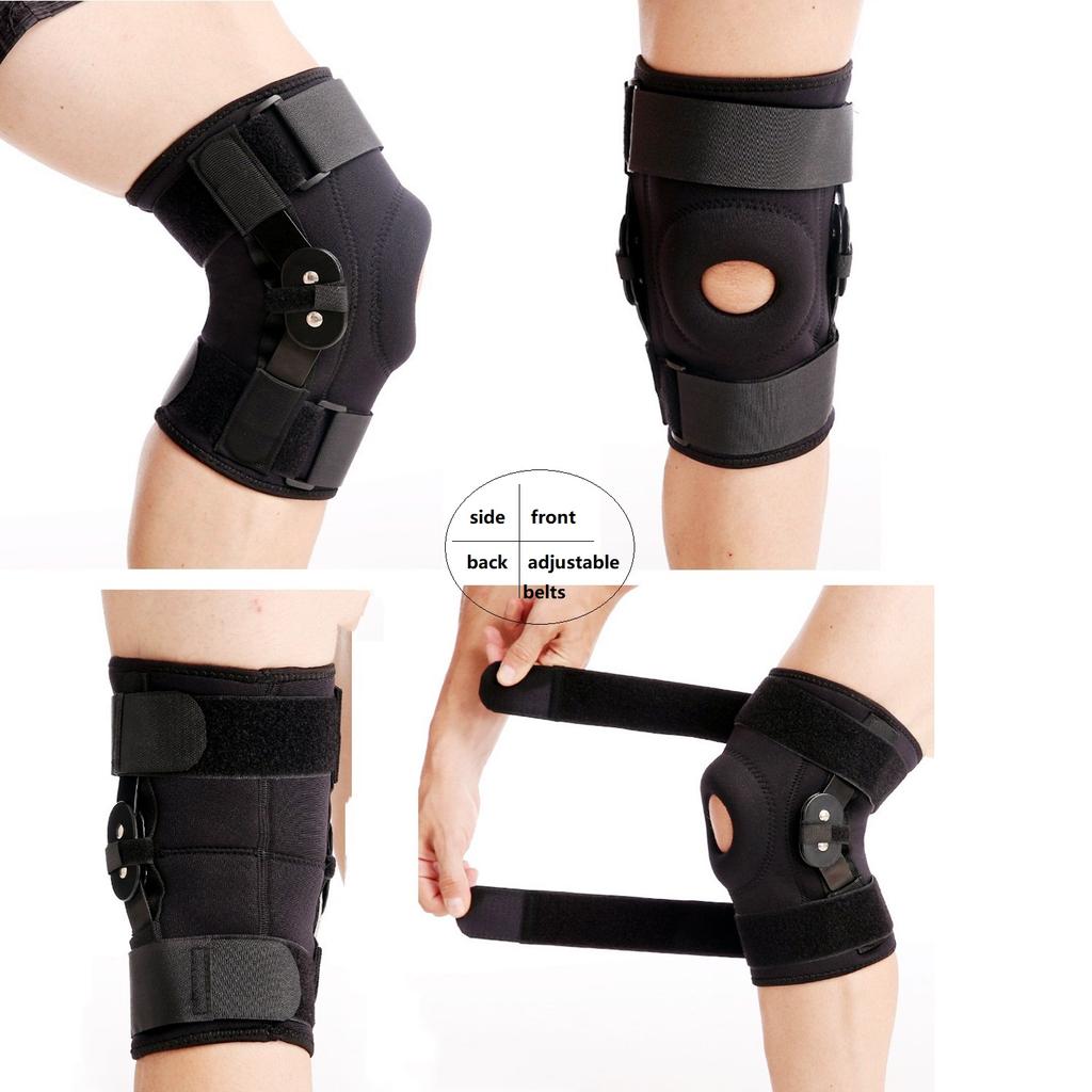 Hinged Knee Brace for Meniscus Tear Adjustable Support for Knee Pain W/ Removable Metal Hinges & Built-in Side Stabilizers Knee