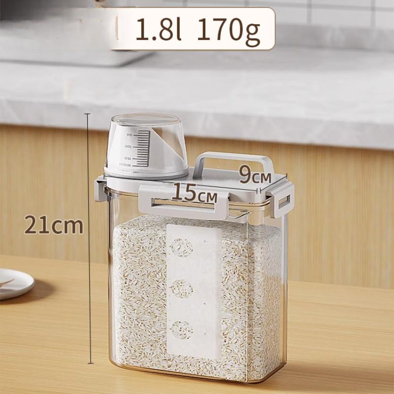 

Контейнер для хранения из 2 предметов, герметичный контейнер для хранения с защитой от насекомых и влаги с крышкой, портативный и герметичный ящик для хранения продуктов питания 1.8L-2Pcs белый