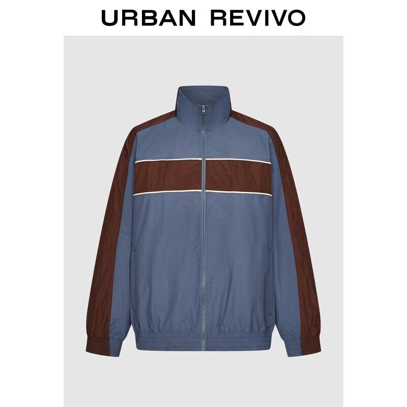 UR2026 Men s Retro Sport Color Block Stand Collar Jacket S