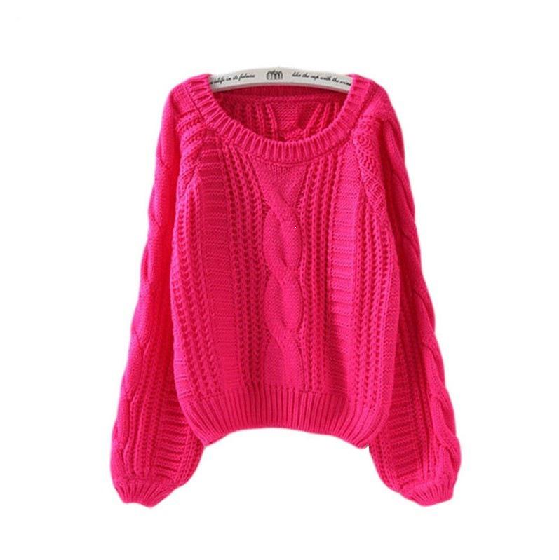 Korean Style Lantern Sleeve Knit Pullover Sweater - Women's Autumn/Winter Fashion
