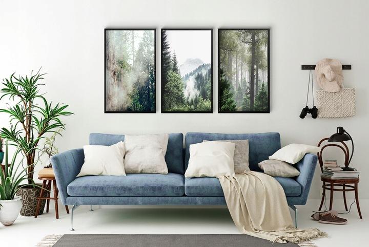 Plakaty 30x40 do salonu biura Obrazy w czarnej ramie na ścianę Drzewa Las