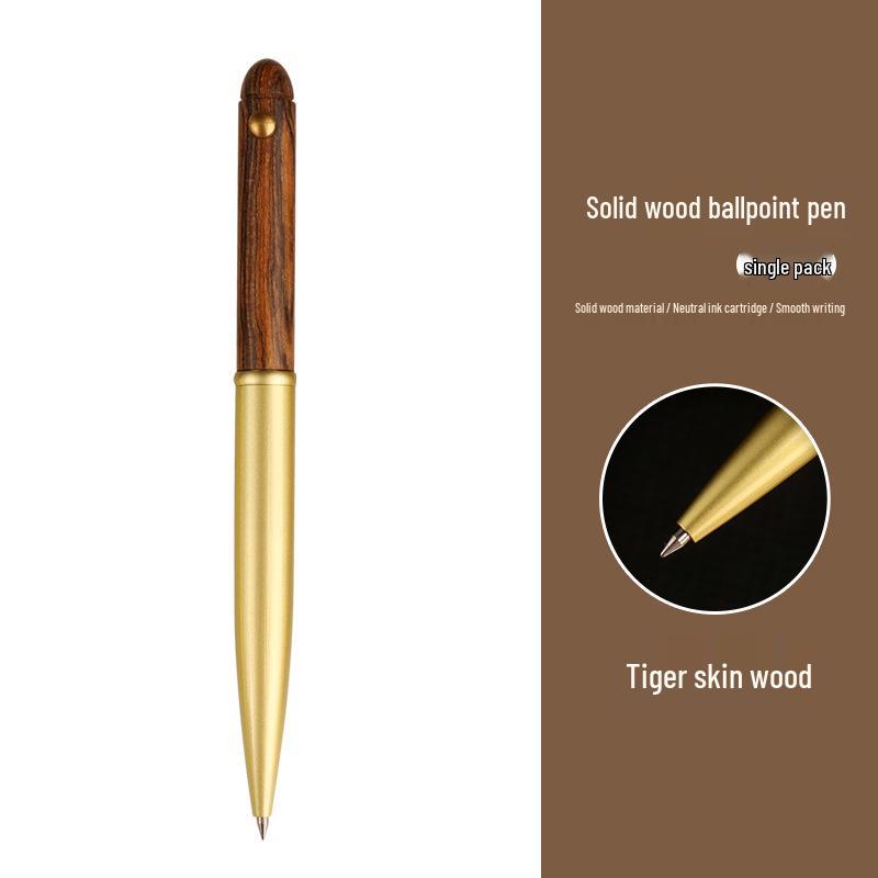 Brass Sandalwood Signature Pen Set - Solid Wood & Metal Business Gift