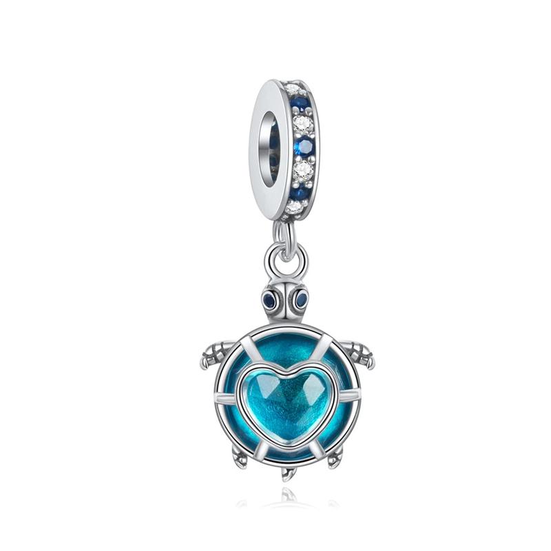 Pandantiv Charm Ocean Argint 925 Broască Țestoasă Delfin Sirenă Brățară DIY Bijuterii Cadou Femei Modă Seria Albastră