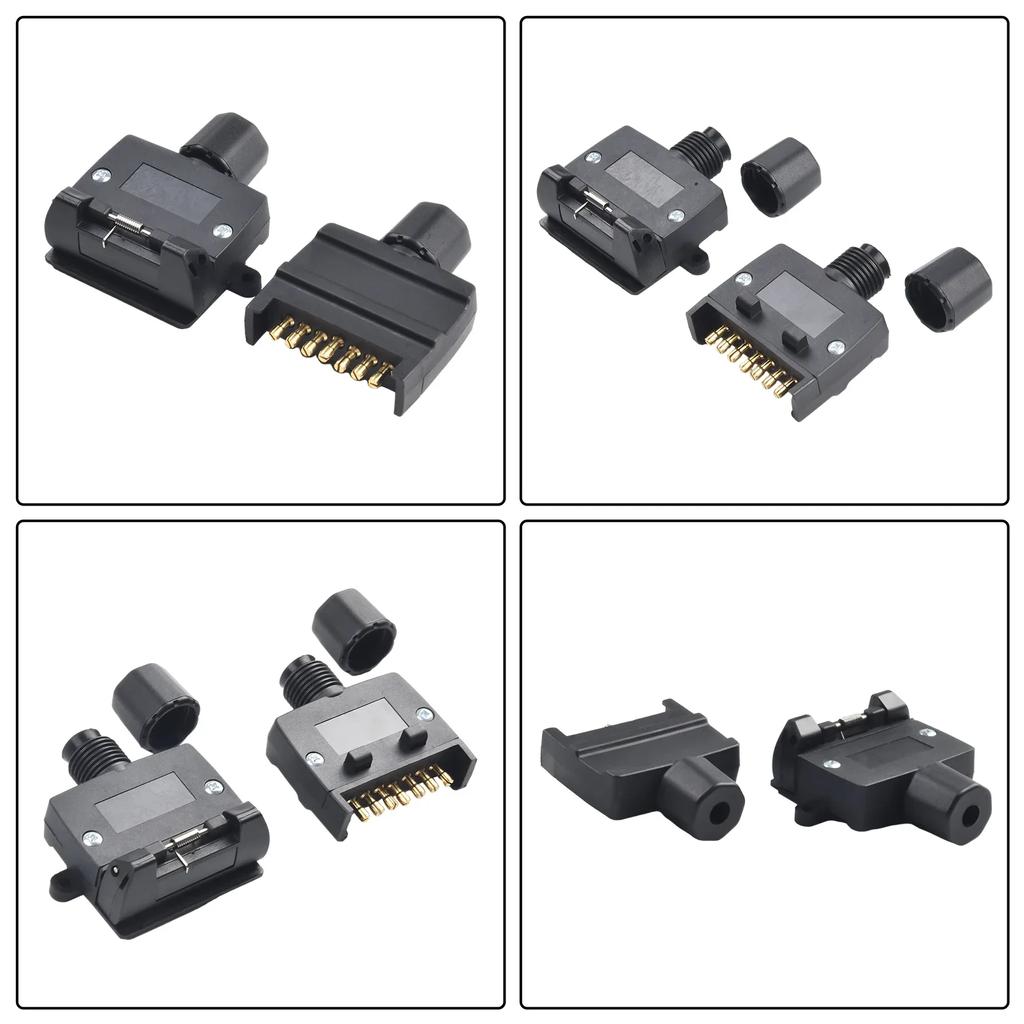 Connector Flat Trailer Plug RV Frosted Socket Set Cross Slotted Copper Needles Flat Trailer Plug 7Pin Hot Sale