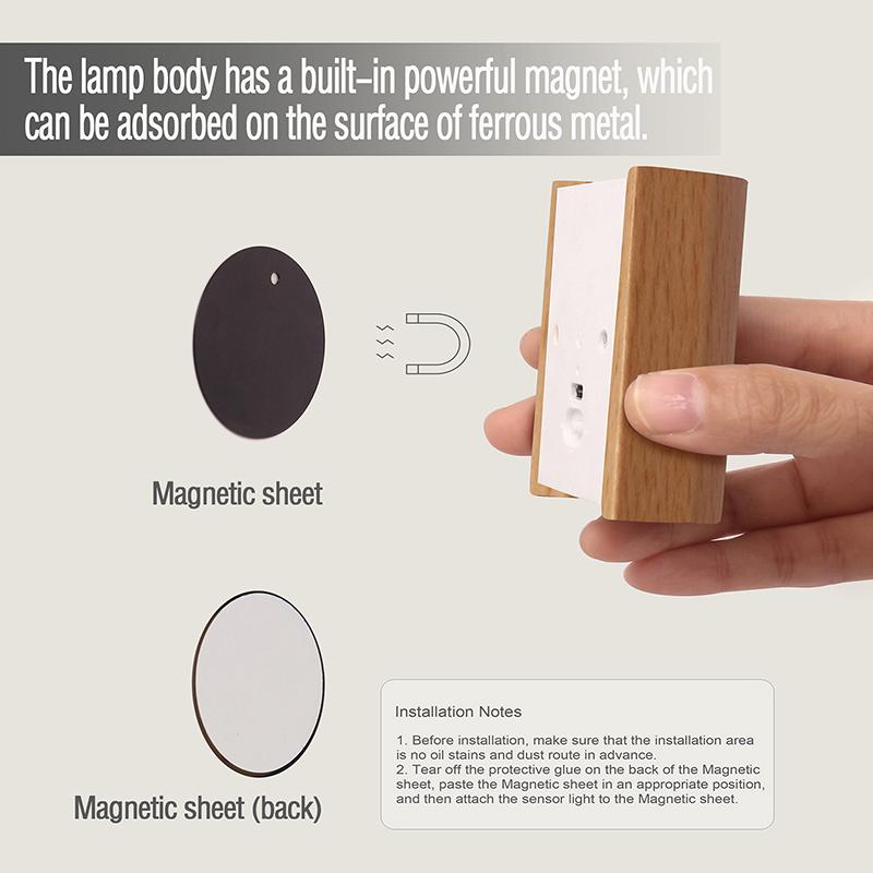 Gift Induction Wall Lamp Sensor Wall Light ED Light for Bathroom Hallway Bedroom Wood LED Multipurpose Magnetic Wall Lamp