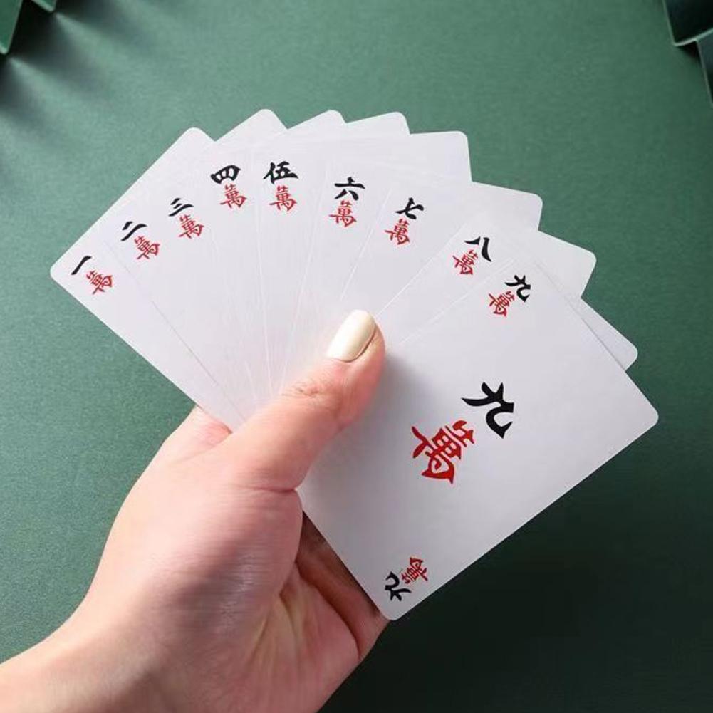 144 Cards Mahjong Set With 2 Dice Traditional Chinese Game Portable Travel Playing Cards For Family Party Home Gathering