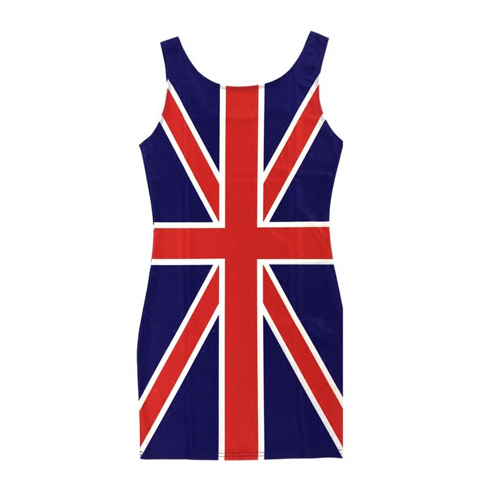 chinese dress ladies Union Jack One-Shoulder Maxi Dress  UK Flag Party Gown, S / White
