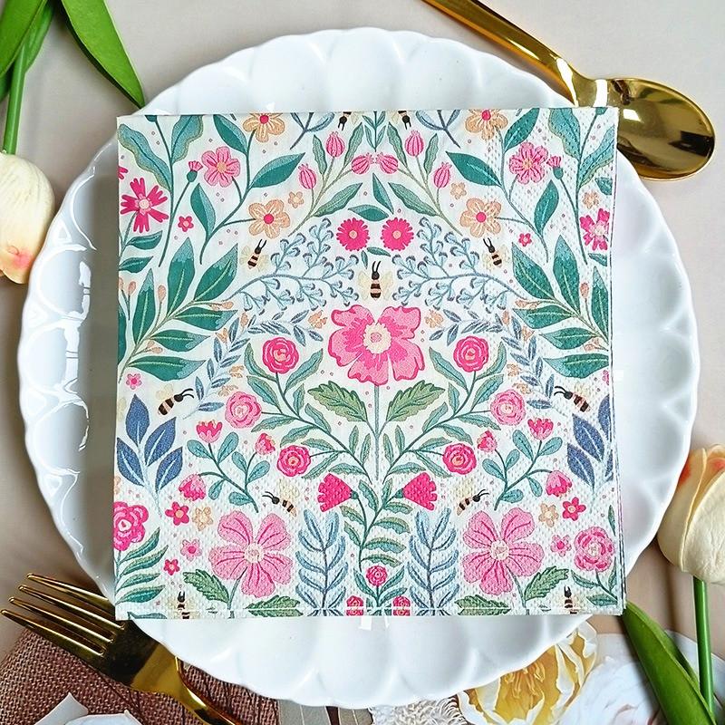 20pcs/pack Decoupage Table Paper Napkins Elegant Tissue Flower Birthday Wedding Party Home Beautiful Decor