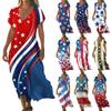 Sommerkleid Damen Lang Strandkleid Elegantes Kleid V-Ausschnitt Kurzarm Sommerkleid Leicht Luftig