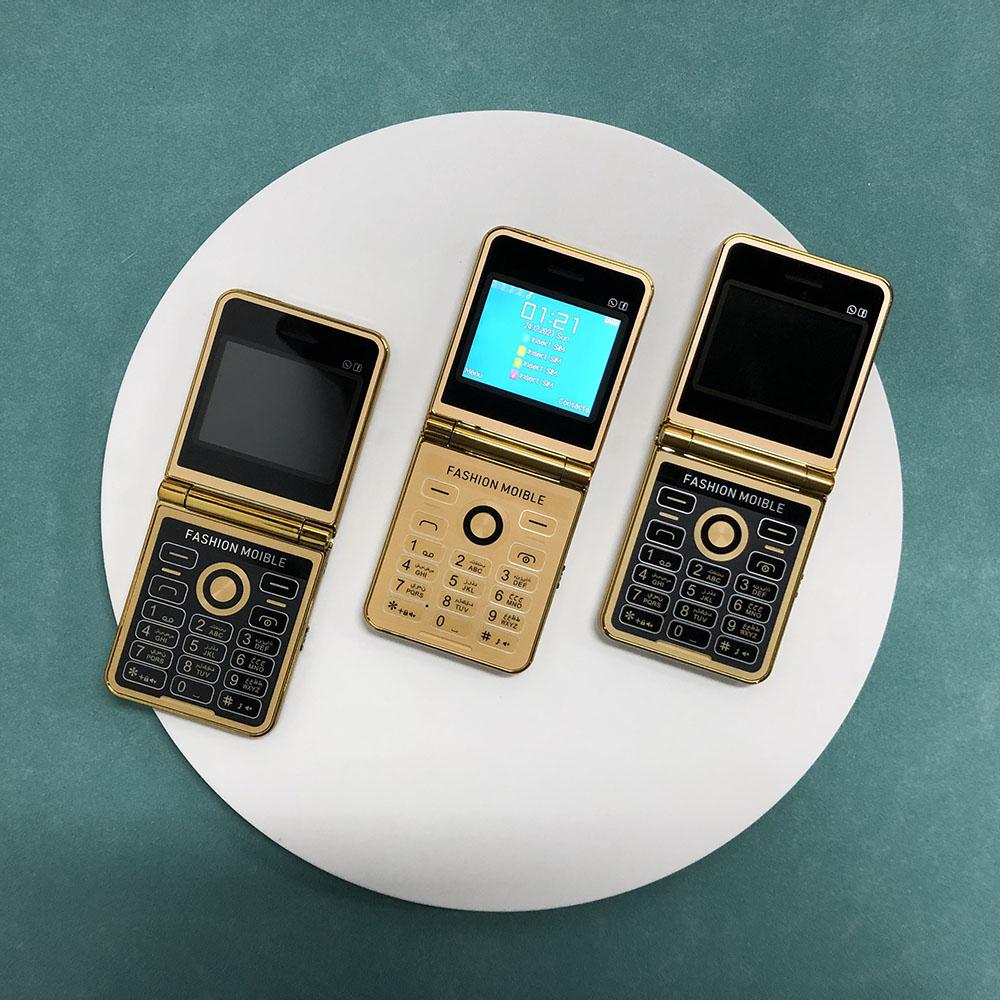 P21 Foldable Phone 2.4inches HD GSM Four SIM Card Large Buttons Camera Magic Voice Music Player 1200mAh FM LED Flashlight Ultra-thin Flip Phone