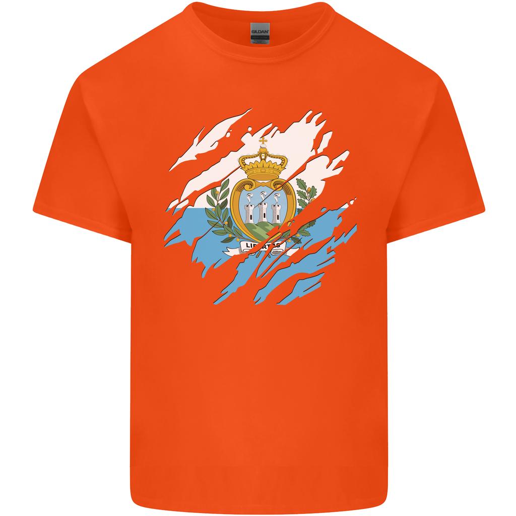 Torn San Marino Flag Sammarinese Day Football Unisexs Light Cotton TShirt