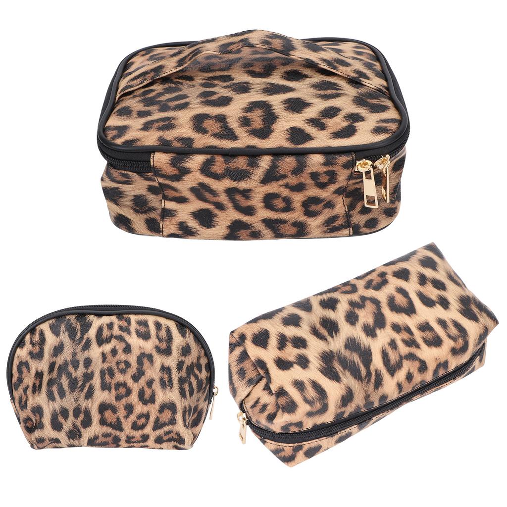 3 szt. Kosmetyczka do przechowywania makijażu PU Skóra Wodoodporna Zapinana na zamek Błyskawiczny Zestaw Saszetek Podróżnych na Produkty Toaletowe