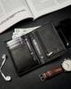 Stylish men's wallet made of genuine leather, black, RFID protection - Rovicky