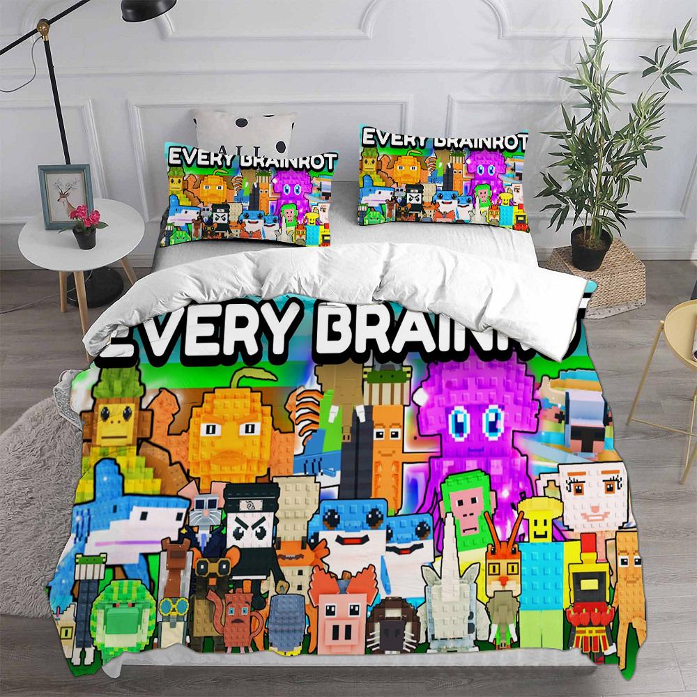 Steal A Brainrot Rob Loxs Bettwäsche-Sets, Bettdecke, Steppdecke, Bettbezug, Kissenbezug, 2-3-teilige Sets, Kinder- und Erwachsenengrößen
