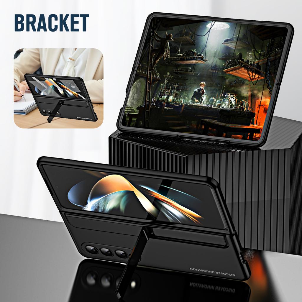 Ultra Thin Plating Bracket Capa For Samsung Galaxy Z Fold 4 Case Pen Holder Cover For Z Fold4 5g