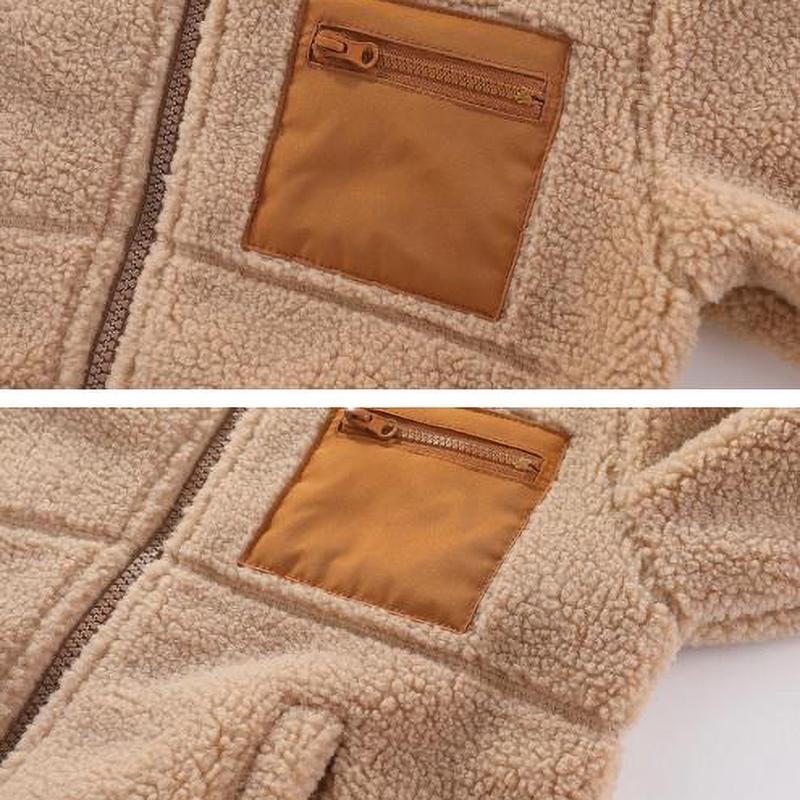 Giacca da Ragazzo Autunno Inverno Calda Pile Cappotti per Bambini Moda Cerniera Capispalla Peluche Bambini