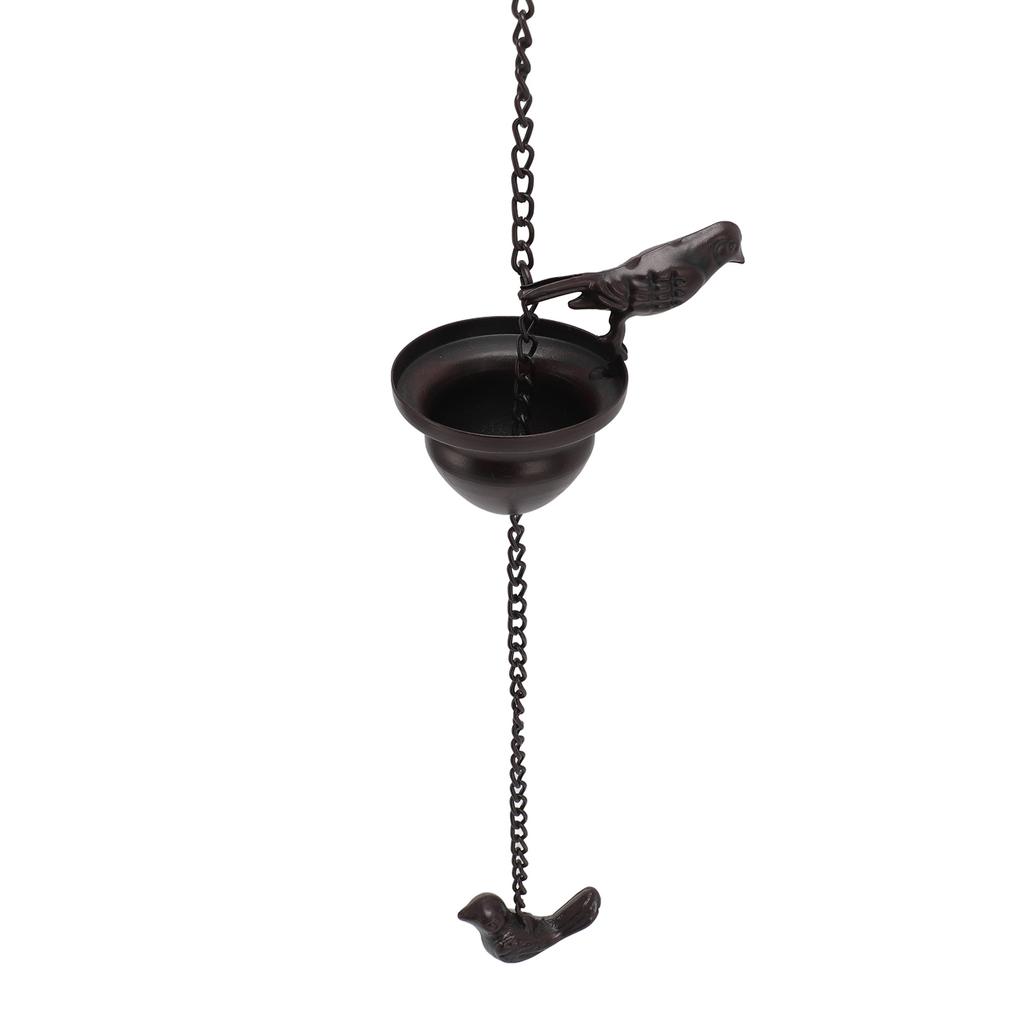 Catena per la pioggia con uccelli su tazza per grondaie, 7,9 piedi, Campanelli decorativi per la pioggia per esterni, Giardino vintage