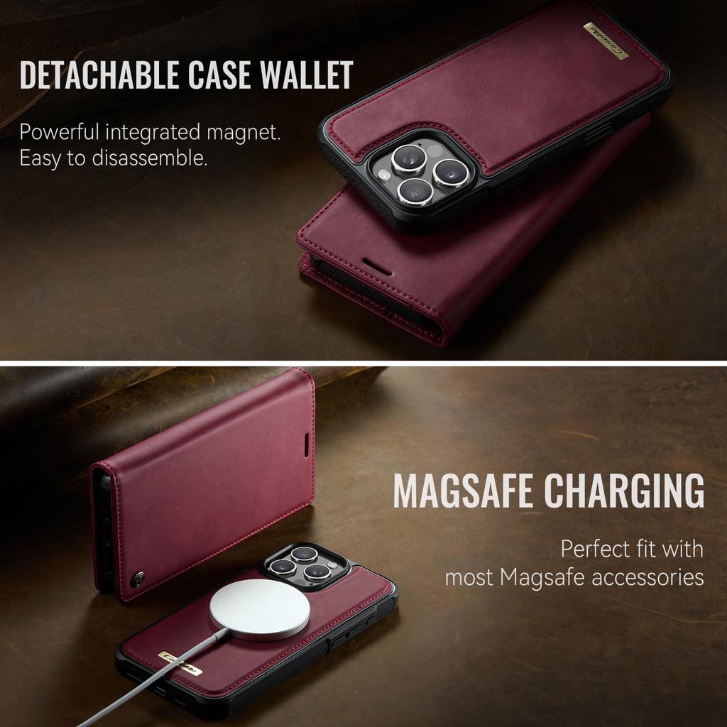 For iPhone 16 Pro Case CASEME C49  Compatible with MagSafe RFID Blocking Detachable Wallet Leather Phone Cover