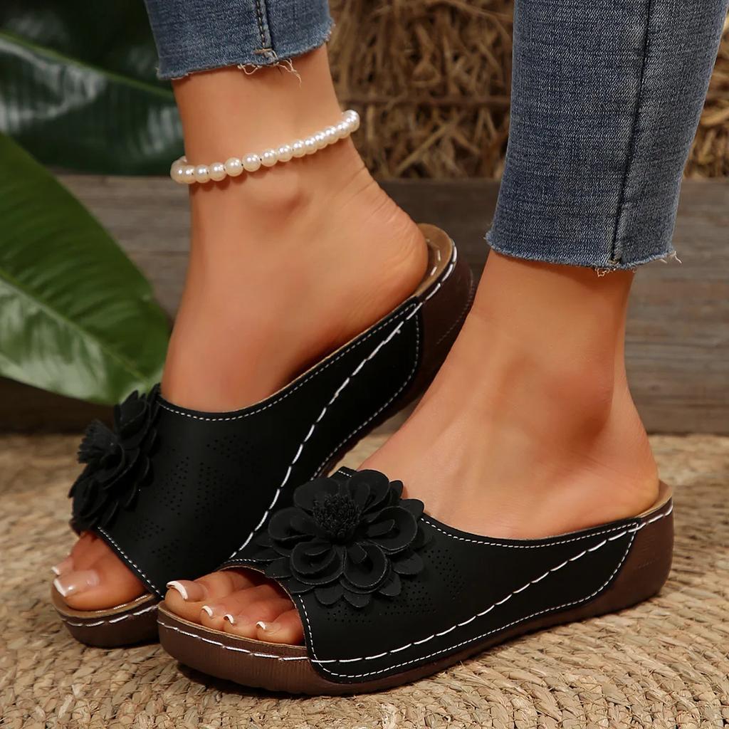 Women's Sandals Soft Heels Sandals Summer 2025 Casual Wedges Heeled Shoes Women Elegant Low Platform Slippers Sandalias