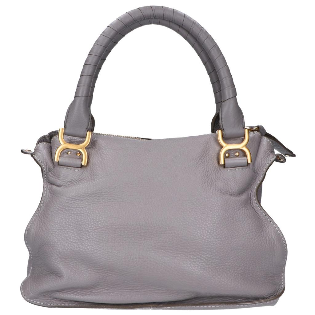 CHLOE Marcy Medium Grained Leather 2-Way Shoulder Bag Handbag grayUsed
