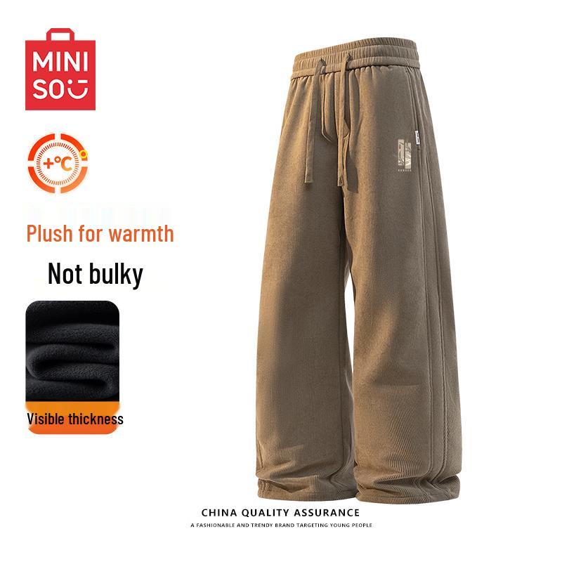 MINISO Men's Heavyweight Chenille Corduroy Plush-Lined Casual Pants