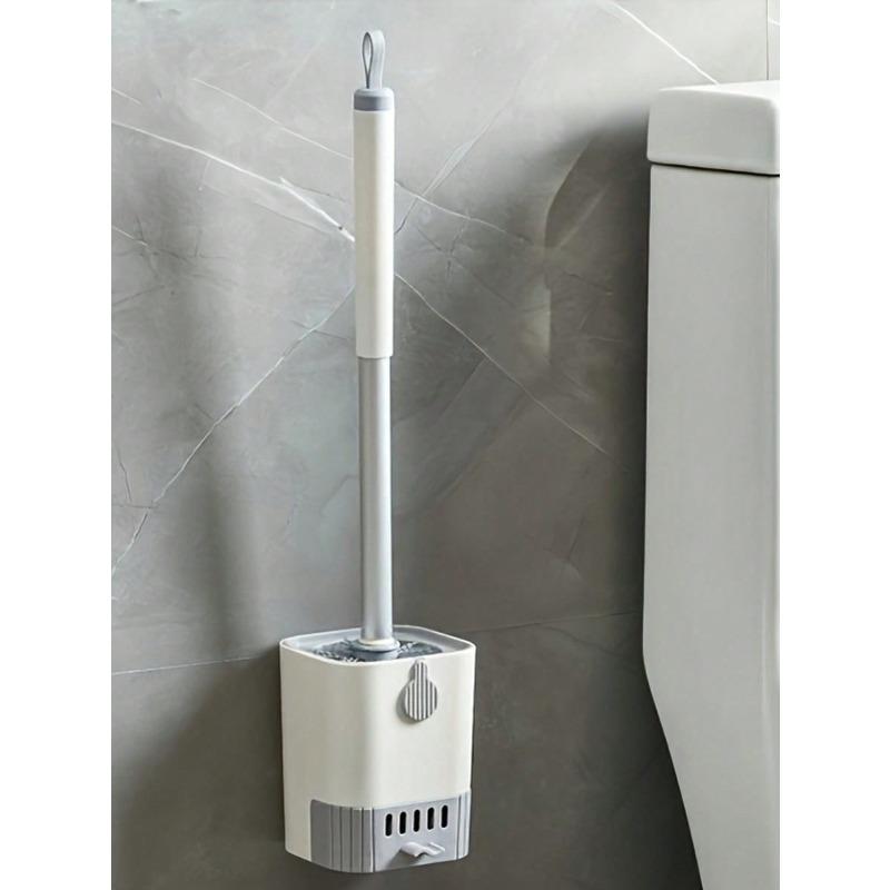 Wandmontierte Toilettenbürste mit Halter, Toilettenreiniger mit langem Griff und flexiblen Borsten, Badezimmer-Reinigungsbürste
