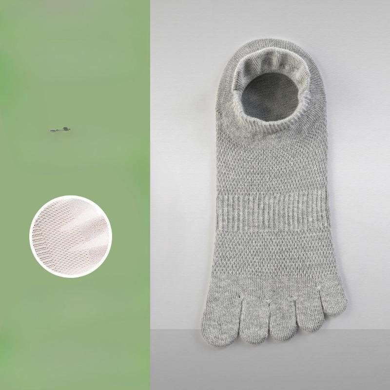 Five-finger Socks, Men's Solid Color Mesh Socks, Men's and Women's Boat Socks, Cotton Anti-odor Toe Socks, Sweat-absorbing and Breathable