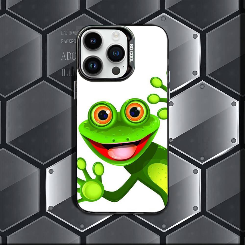 

Cute Funny Frog Phone Case For iPhone 17,16,15,14,13,12,11,X,Mini,Pro,E,MAX Black Candy Matte Shockproof Cover iPhone17Promax
