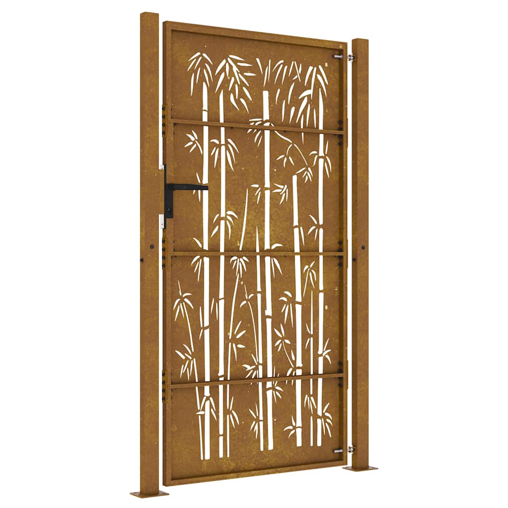 Vidaxl Furtka Ogrodowa, 105X205 Cm, Stal Kortenowska, Motyw Bambusa