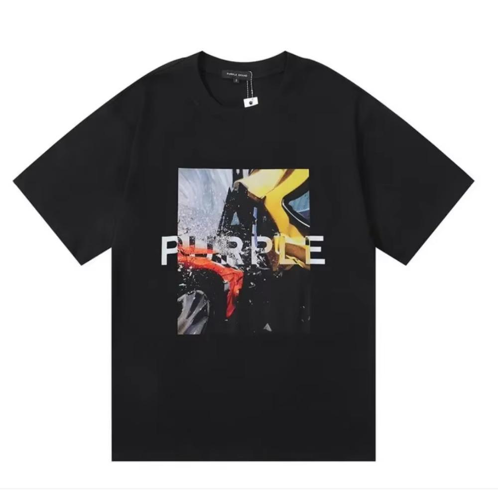 Purple Brand T Shirt Men Women Inset Crewneck Collar Regular Fit Cotton Print Tops US S-XL More Color