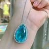 Jewelry Simulation Paraiba, Paraiba Blue, Jewelry Set Pendant 15 * 25 Earrings 8 * 16